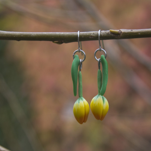 Náušnice - žluté tulipány — foto 5