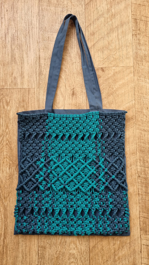Plátěná taška s prvky macramé — foto 3