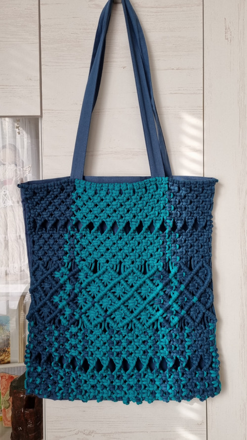 Plátěná taška s prvky macramé — foto 2