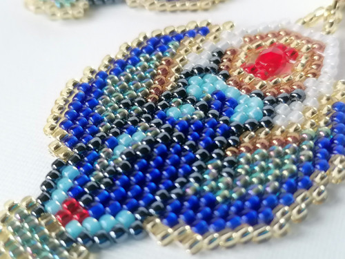 Egyptian Scarabeus Dangle Beaded Earrings — foto 6