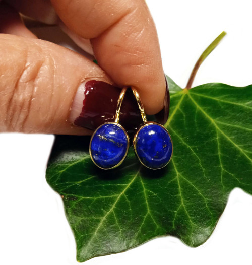 ZLATÉ náušnice EXTRA LAPIS LAZULI 10*8 — foto 2