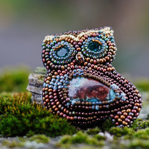 Bubo v hnědé ... brož — foto 3