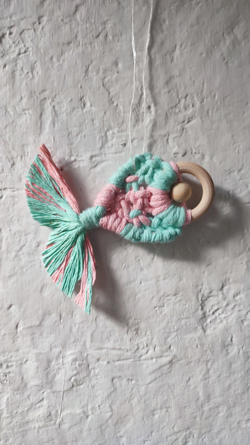 Macramé mint růžová rybička kapřík — foto 2