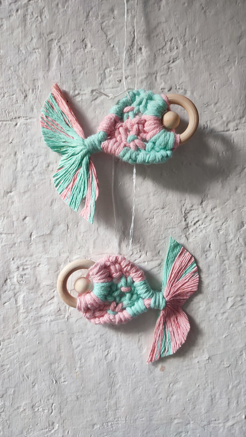 Macramé mint růžová rybička kapřík — foto 3