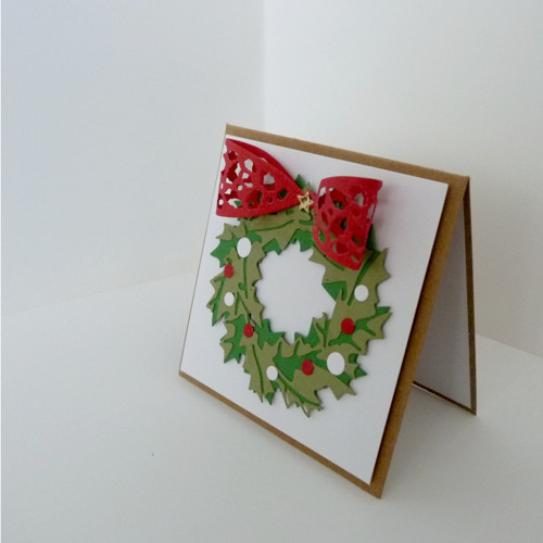 Přáníčko Věneček s mašlí - 10x10cm — foto 3