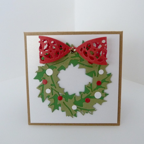 Přáníčko Věneček s mašlí - 10x10cm — foto 2