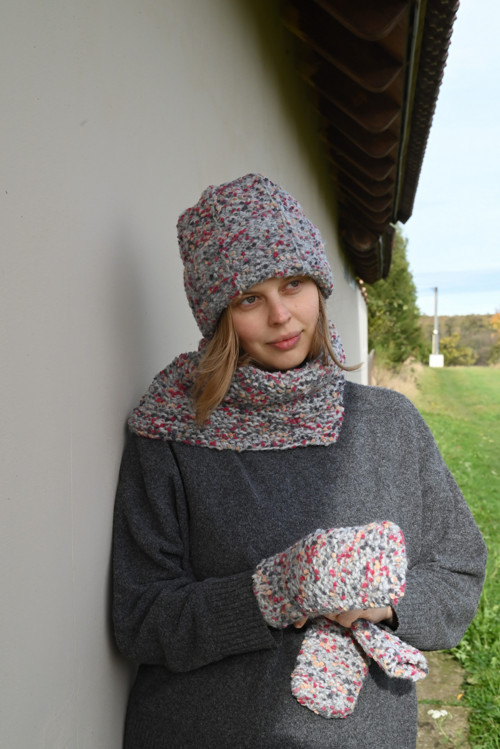 Čepice Pom Pom melir v šedé — foto 5