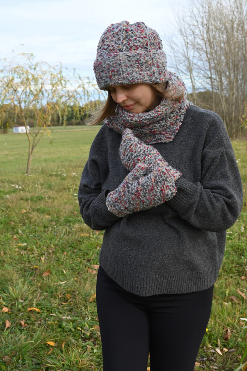 Čepice Pom Pom melir v šedé — foto 3