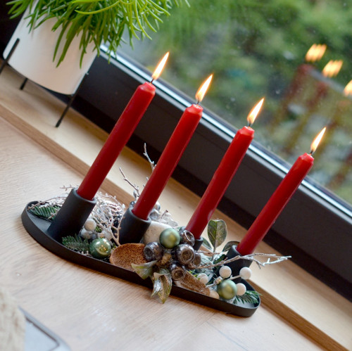 Moderní adventní svícen černý — foto 2