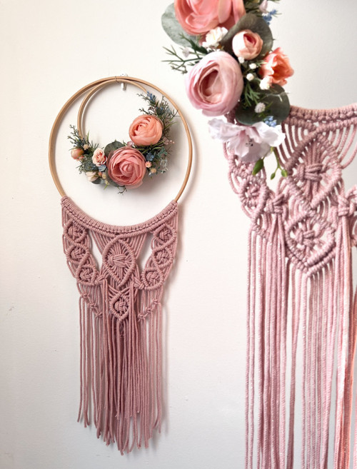 Macramé věnec - Pastelová růže — foto 6