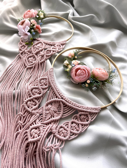 Macramé věnec - Pastelová růže — foto 5