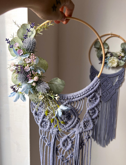 Macramé věnec - Pastelová modř — foto 2