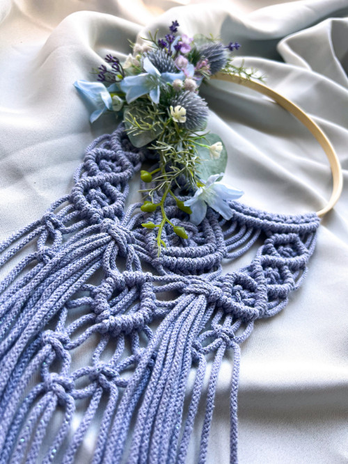 Macramé věnec - Pastelová modř — foto 4