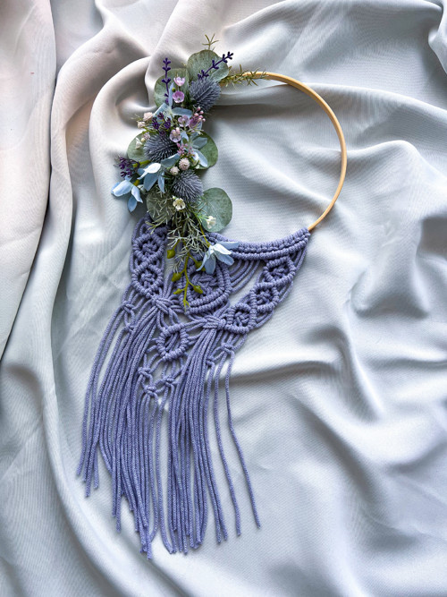Macramé věnec - Pastelová modř — foto 3