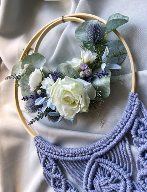 Macramé věnec - Pastelová modř — foto 2