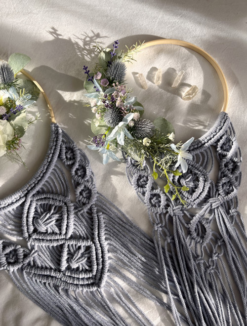 Macramé věnec - Pastelová modř — foto 6