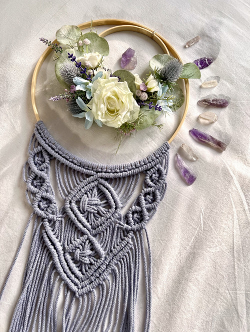 Macramé věnec - Pastelová modř — foto 5