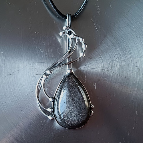 Jag - náhrdelník (stříbrný obsidián) — foto 2