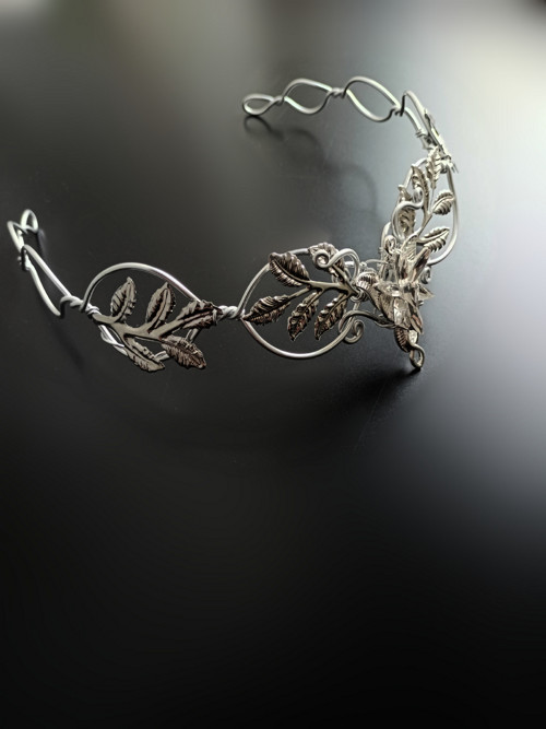 Elfská listečková •tiara• silver II — foto 3