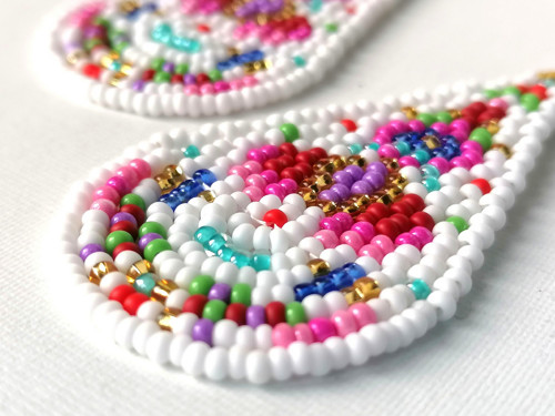 Mexican Folk Teardrop Beaded Earrings — foto 4