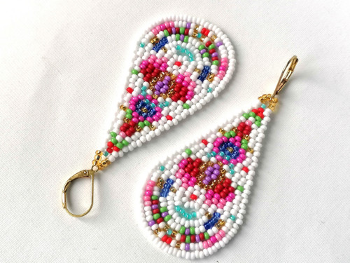 Mexican Folk Teardrop Beaded Earrings — foto 5