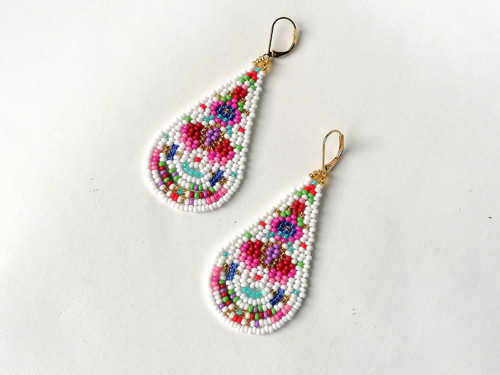 Mexican Folk Teardrop Beaded Earrings — foto 6
