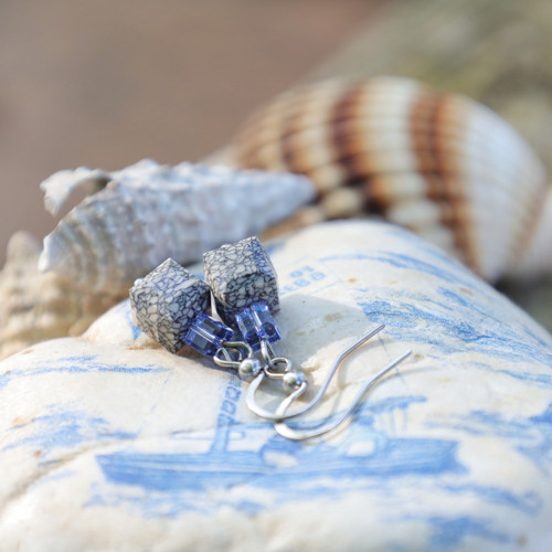 Kostičkové náušnice Marbled Ivory — foto 4