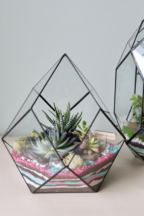 Geometrické skleněné terárium – dárek k výročí — foto 4