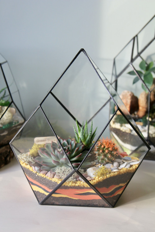 Geometrické skleněné terárium – dárek k výročí — foto 6