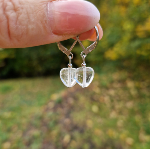 Křišťálová srdíčka*náušnice*chirurgická ocel — foto 4