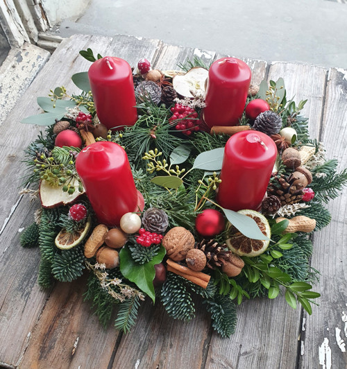 ADVENTNÍ VĚNEC: tmavě červený — foto 2