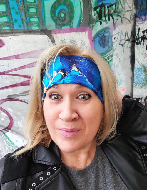 Modrá mramorová čelenka — foto 2
