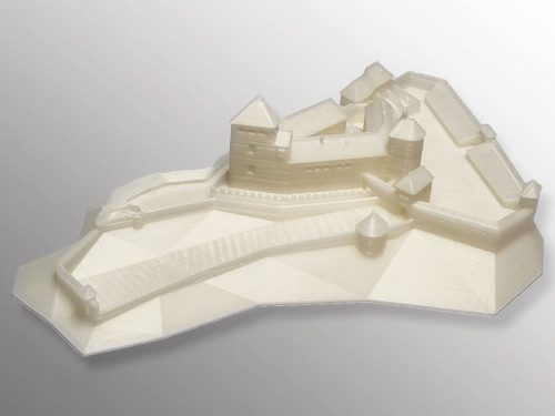 3D tisk modelu hradu Čachtice — foto 3