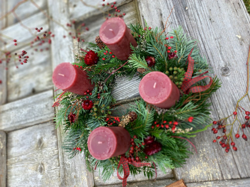 ADVENTNÍ VĚNEC červený rustikální — foto 2