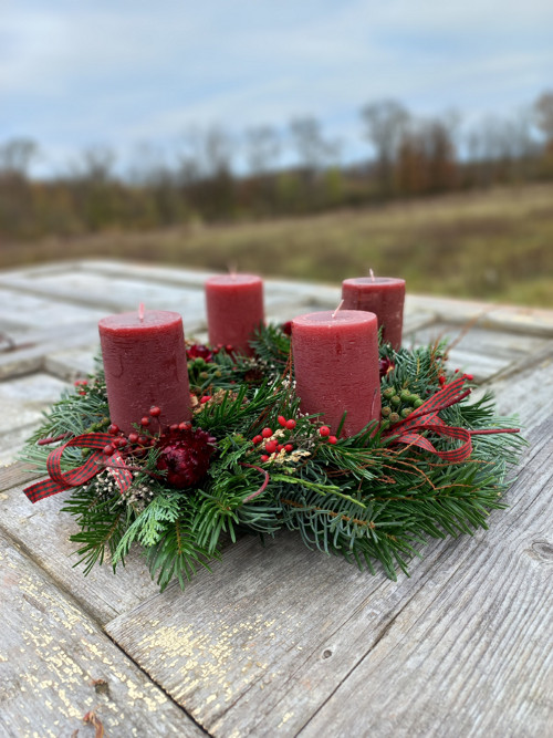 ADVENTNÍ VĚNEC červený rustikální — foto 3