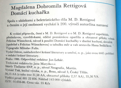 M. D. Rettigová: Domácí KUCHAŘKA, 1986 — foto 5