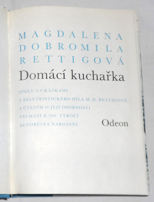 M. D. Rettigová: Domácí KUCHAŘKA, 1986 — foto 2