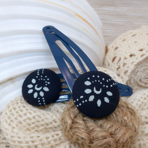 Buttonkové sponky z modrotisku *na objednávku — foto 3