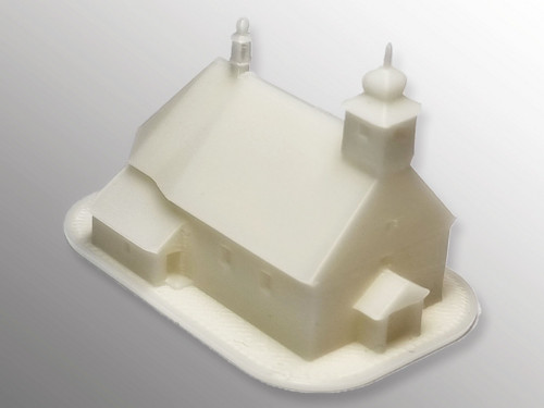 3D tisk modelu kostela v Řepištích — foto 3