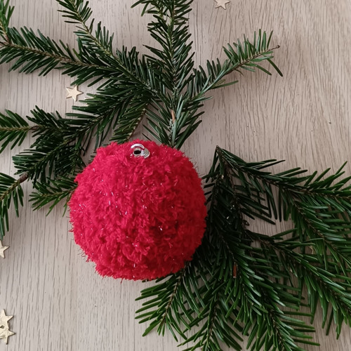 Vánoční hebká baňka, červená, 7 cm — foto 2