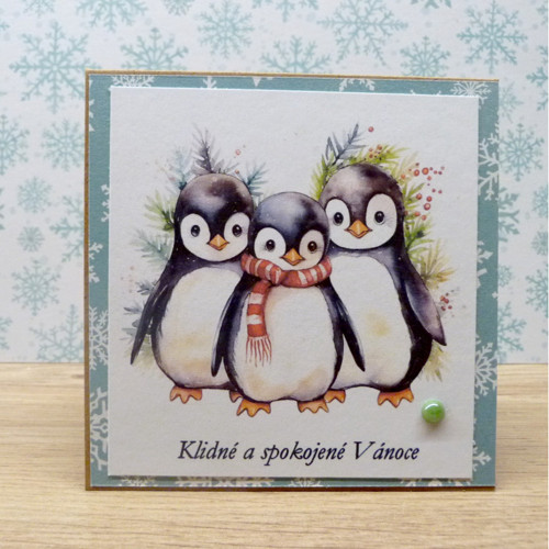 Přáníčko Vánoce ve fráčku - 10x10cm — foto 2