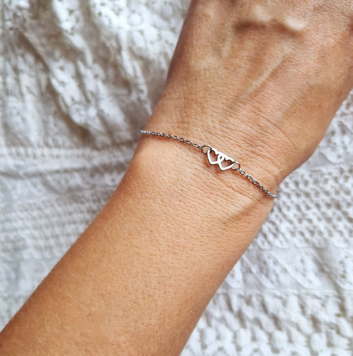 Ocelový náhrdelník*spojená srdíčka*minimalistický — foto 6