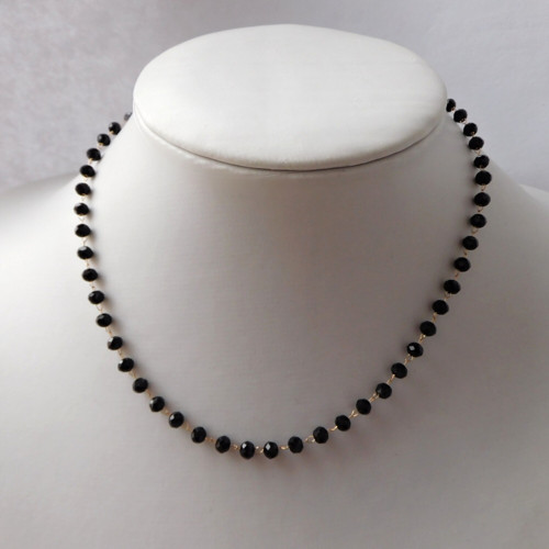 Náhrdelník - černý spinel, nerez — foto 3