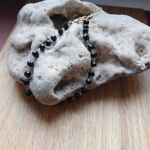 Náramek - černý spinel, nerez — foto 3