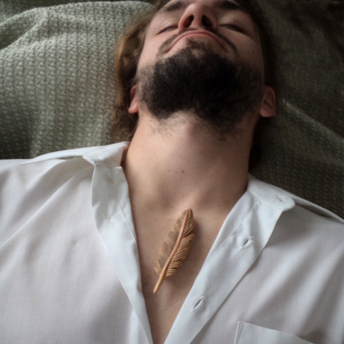 Dřevěná brož - kouzelné pírko — foto 2