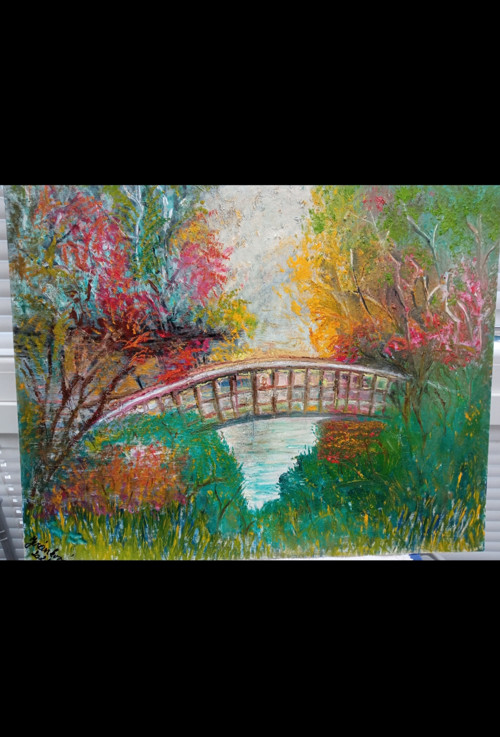 Romantický mosteček - olejomalba 50x40 cm — foto 2