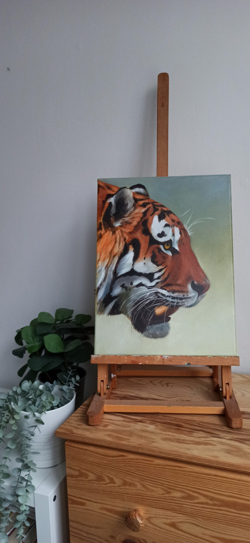 Hlava tygra, olej na plátně 30x40cm — foto 3