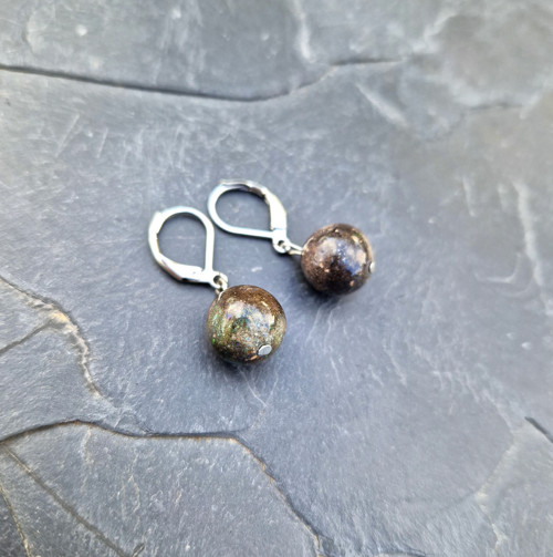 Boulder opál*kuličky 1,2 cm*náušnice*ocel — foto 2
