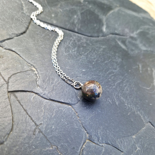 Boulder opál*kulička 1,2 cm*náhrdelník*ocel — foto 2