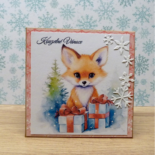 Přáníčko Lištička s dárky - 10x10cm — foto 3